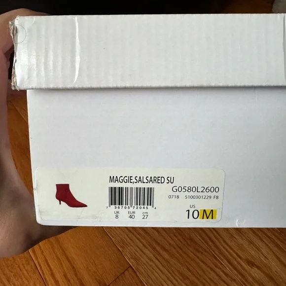 NIB Via Spiga Maggie Suede Ankle Bootie Red Size 10M - Picture 11 of 11